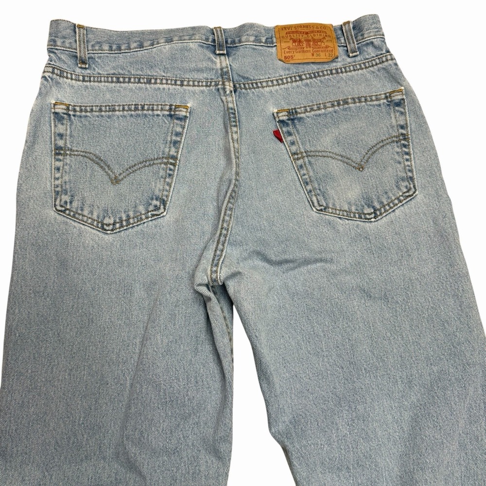 Levi's 505 Men's Jeans Made In Canada Batwings 36x32 Light Wash Straight Leg - Picture 16 of 16